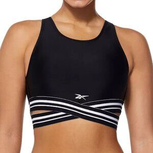 REEBOK Striped-Trim Swim Racerback Bikini Top NWT, Size XL